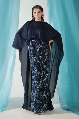 Shweta Aggarwal Dusk Bloom Embroidered Wing Sleeves Maxi Dress 