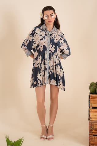 SSHILPA SAMRIYA Floral Print Asymmetric Shirt Dress 