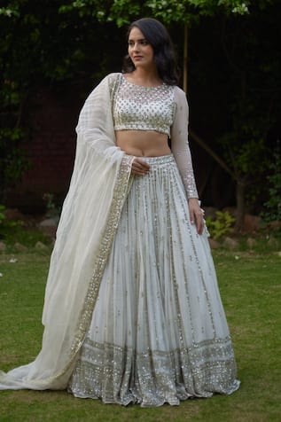 ASTHA NARANG Floral Sequin Embroidered Lehenga Set 