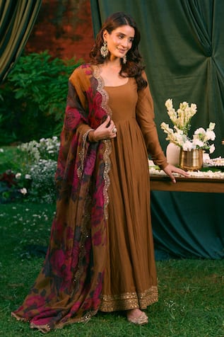 ASTHA NARANG Sequin Embroidered Anarkali With Dupatta 