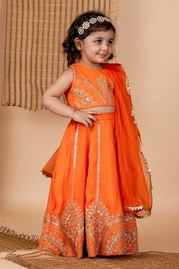 Lil Angels Bloom Embroidered Blouse With Lehenga 