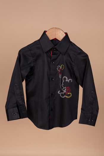 Lil Angels Mickey With Ballon Swarovski Embroidered Shirt 