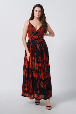 House Of Varada Floral Print Gathered Dress 