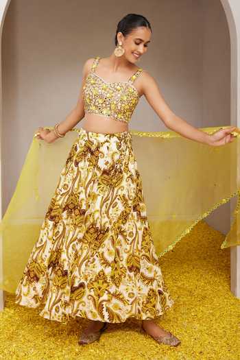 Nitara Dhanraj Label Floral Mandala Print Lehenga Set 