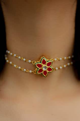 Floral Kundan Choker Necklace 