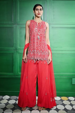 Keith Gomes Sequin Bead Embroidered Tunic Sharara Set 