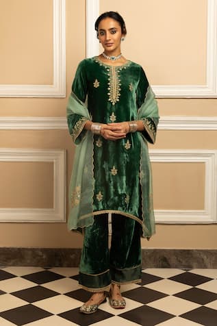 Dohr India Mehfil Embroidered Kurta Palazzo Set 