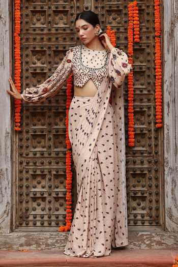 Gazab by Miku Kumar Aurea Printed Pre-Draped Saree With Blouse 