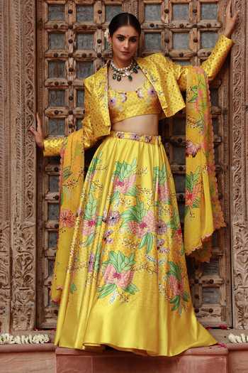 Gazab by Miku Kumar Roma Printed Lehenga Set With Jacket 