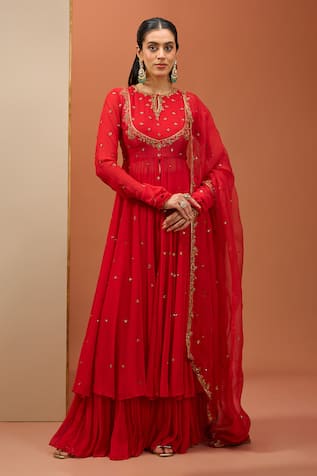 Esha Koul Embroidered Anarkali Sharara Set 