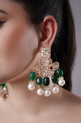 Le Myra Kundan Embellished Dangler Earrings 