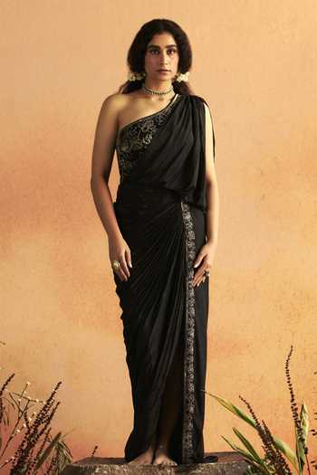 Zwaan Padmini Embellished One Shoulder Draped Gown 