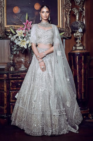 MATSYA The Sona Chandi Zardozi Work Bridal Lehenga Set 