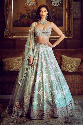 MATSYA Water Lilies Embroidered Bridal Lehenga Set 