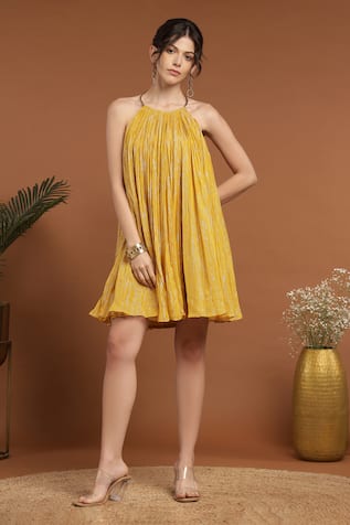 RIRASA Shimmer Gathered Short Dress 