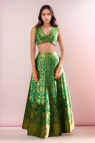 PAC FASHION CLOTHING Brocade Banarasi Lehenga Set 