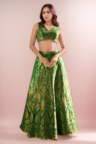 PAC FASHION CLOTHING Brocade Banarasi Lehenga Set 