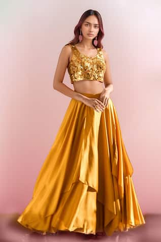 PAC FASHION CLOTHING Embroidered Blouse & Lehenga Set 