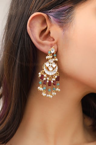 Kundan Pearl Embellished Chandbalis 