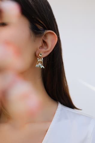 Kundan Chand Embellished Drop Earrings 