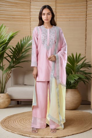 Samyukta Singhania Sequin & Beads Embroidered Kurta Pant Set 