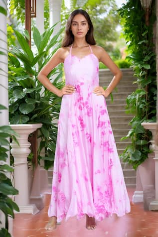 Samyukta Singhania Shibori Pattern Halter Neck Dress 