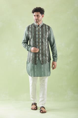 Arihant Rai Sinha Woven Bundi Kurta Set 