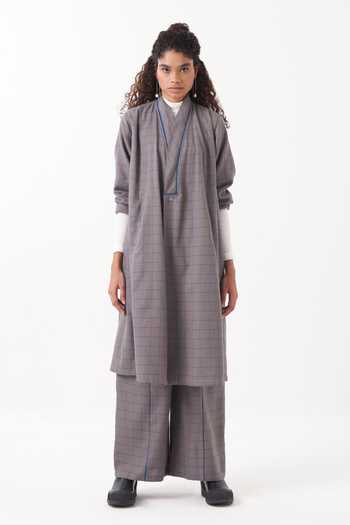 Three Checkered Print Flared Pant 