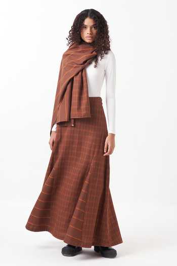 Three Gusset Panelled Skirt With Scarf 