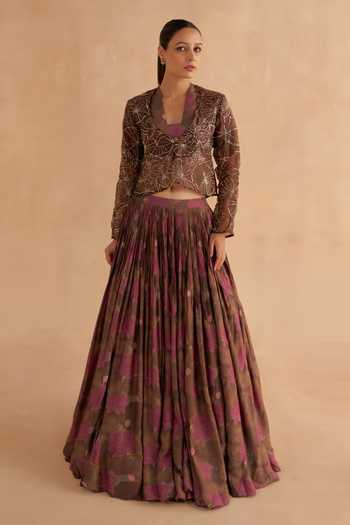 Ruchi Marodia Lotus Embroidered Jacket 