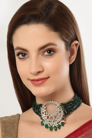 Stone Embellished Pendant Choker 
