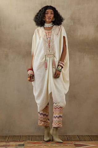 Aseem Kapoor Tribal Embroidered Yoke Tunic With Trouser 