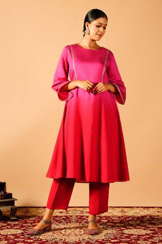 Tangerine by ASFA Ombre A-line Kurta With Pant 