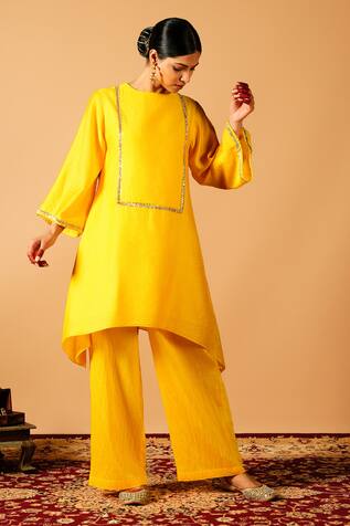 Tangerine by ASFA Asymmetric Kurta With Pant 