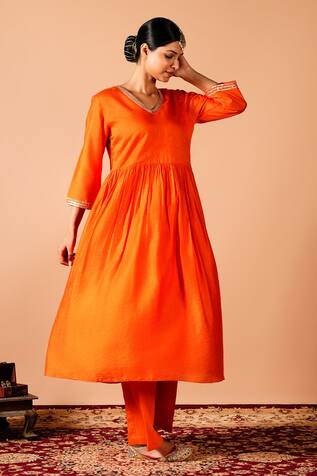 Tangerine by ASFA Flared A-line Kurta With Pant 