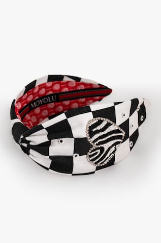 Black Beaded Heart Embroidered Headband 
