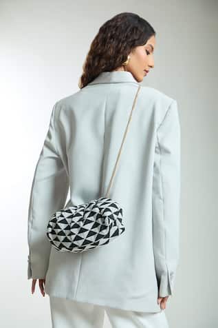 Pyramid Woven Clutch Bag 