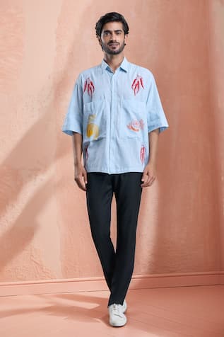 Aryavir Malhotra Motif Hand Painted Cotton Shirt 