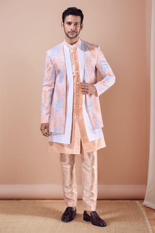 Aryavir Malhotra Abstract Ombre Embroidered Sherwani With Pyjama 