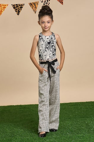 LIL DRAMA Leopard Gaze Print Top & Pant Set 