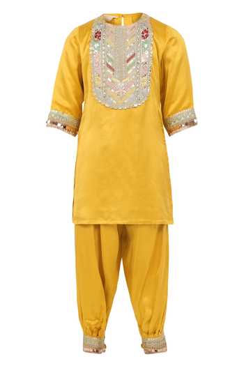 MINIME ORGANICS Lace Embellished Kurta With Salwar 