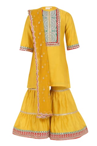 Lace Sequin Embellished Kurta Sharara Set 