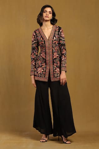 Ritu Kumar Velentine Floral Embroidered Kurta & Sharara Set 