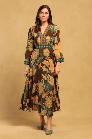 Ritu Kumar Anisa Printed Midi Dress 