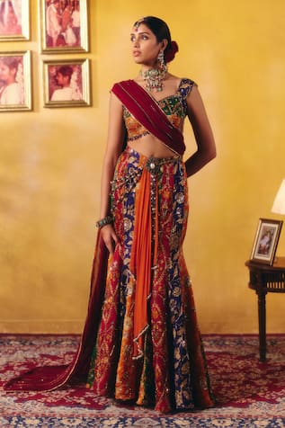 Aayushi Maniar Amrapali Floral Embroidered Kalidar Lehenga Set 