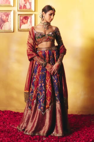 Aayushi Maniar Indrani Floral Embroidered Kalidar Lehenga Set 