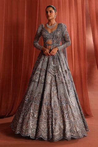 Adaara Couture Blooming Geometry Embroidered Lehenga Set 