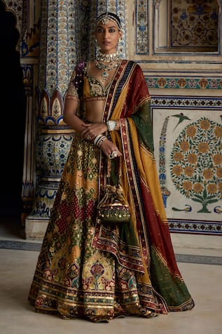 Kalista Zehna Kalamkari Gul Print & Embellished Lehenga Set 