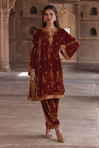 Kalista Anam Zari Embroidered A-Line Kurta With Pant 