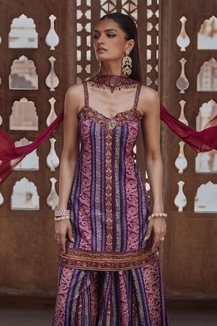 Kalista Mahira Zari Embroidered Kurta & Sharara Set 